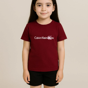 T-shirt Fille imprimé CK jeans bordeau