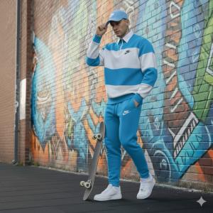 Ensemble Survêtement bleu ciel Bicolore en Molleton Gratté - Confort & Style